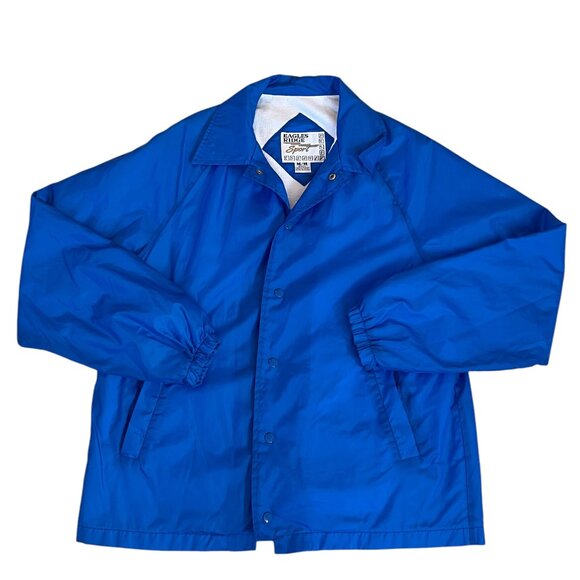 Vintage Eagles Ridge Sport Windbreaker Jacket Size M Blue Button Snap Russia - Picture 1 of 4